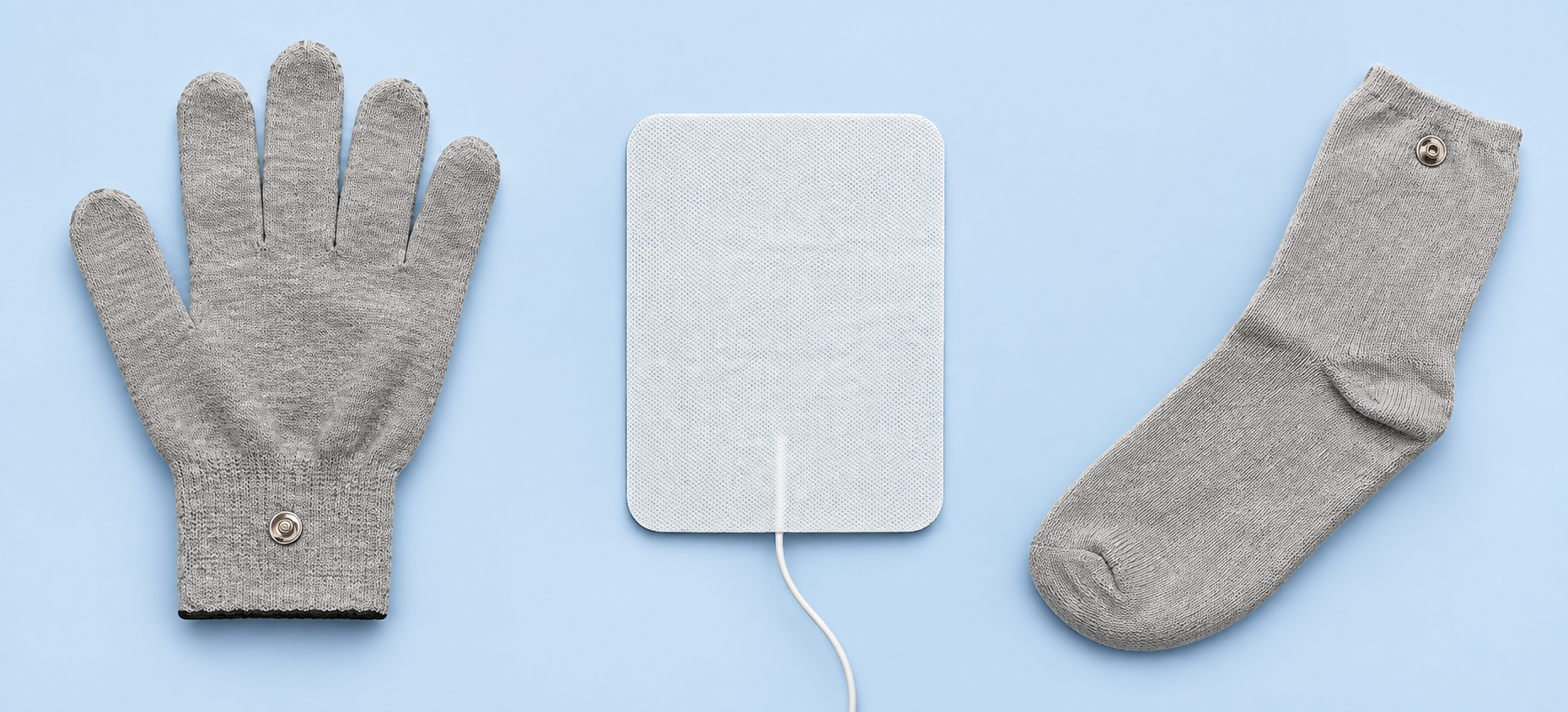 Conductive glove, adhesive pad and conductive sock